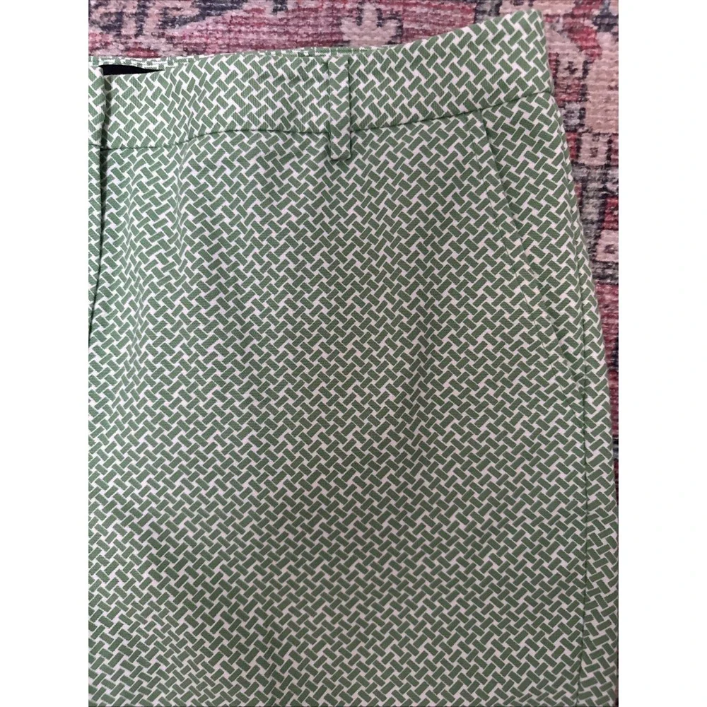 Talbots Heritage‎ Cropped Pants Women's Size 12 Green White Pattern Lattice - Picture 3 of 9